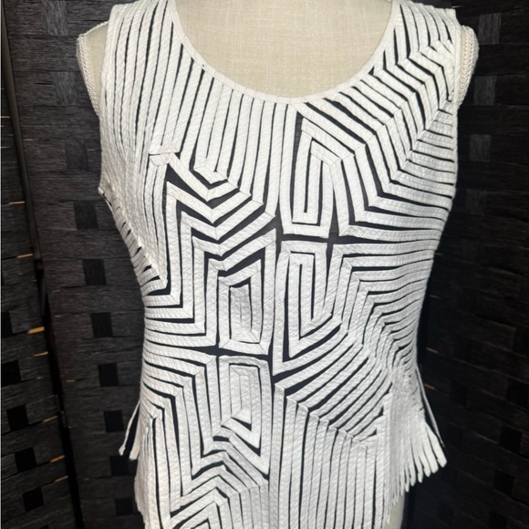 obstinee Tops - Obstinee Geometric Black and White Women's Top